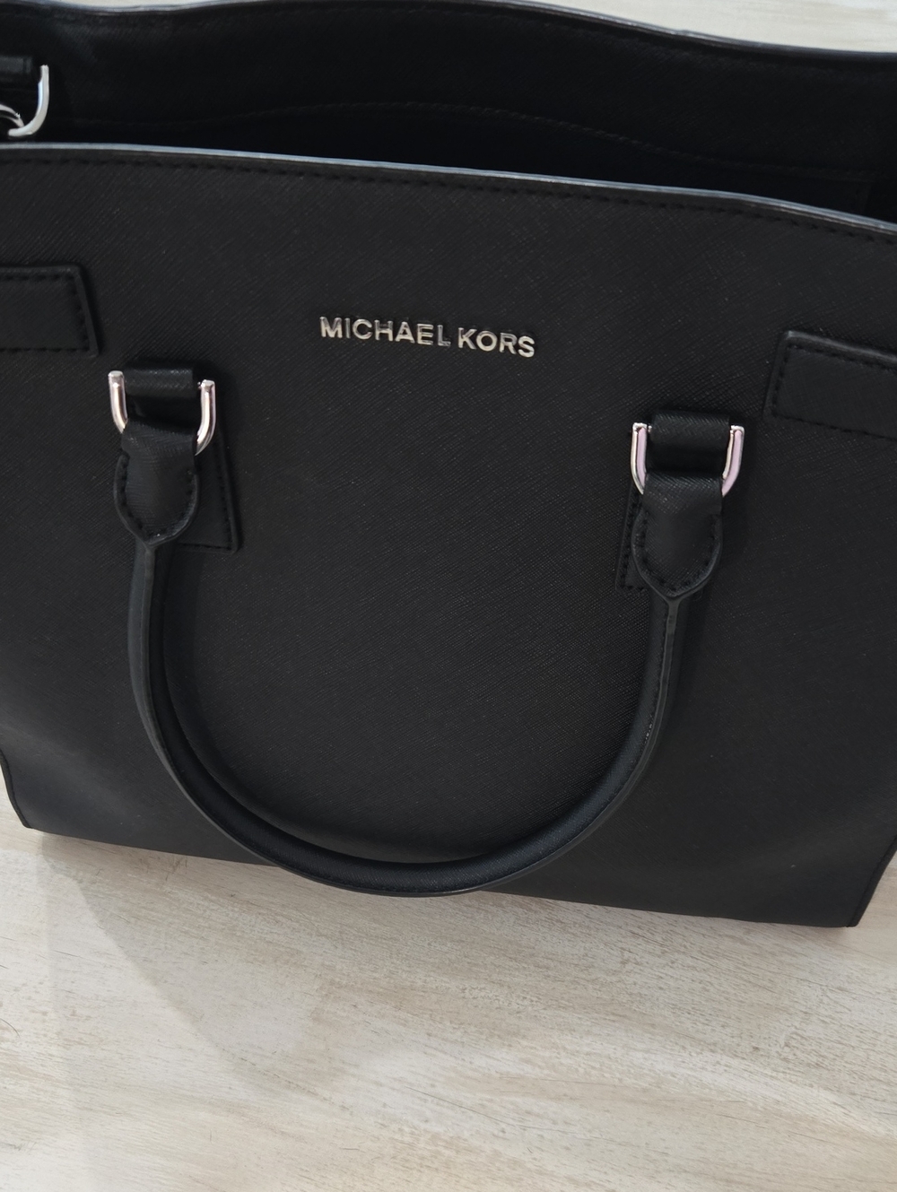 Michael Kors Black Saffiano Tote with Gold Logo